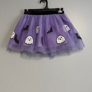 Sweet Wink Sequin Ghost Bat Halloween Purple Tulle Skirt 4-6Y Kids
